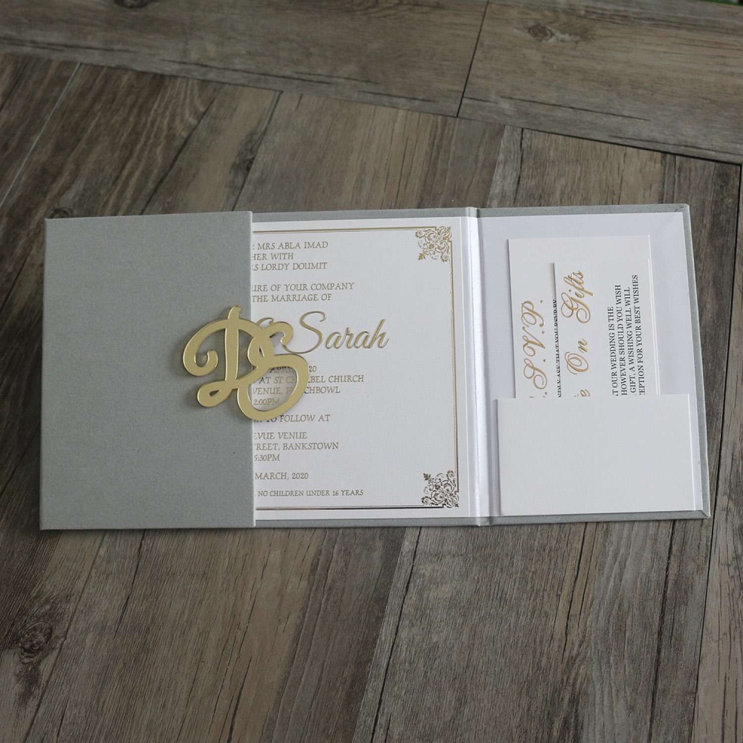 Gray Velvet Holder Invitation Card Simple Style Business Invitation
